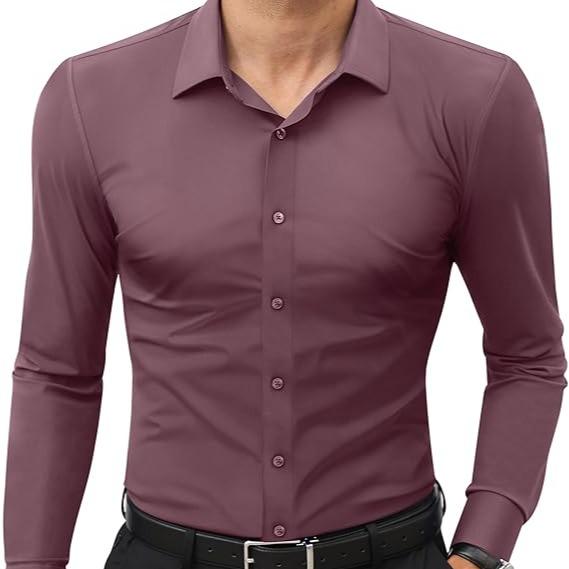 Men‘s Dress Shirts 16-Way Stretch Slim Fit Long Sleeve Button Down Shirts Wrinkle Free Traveler Shirts