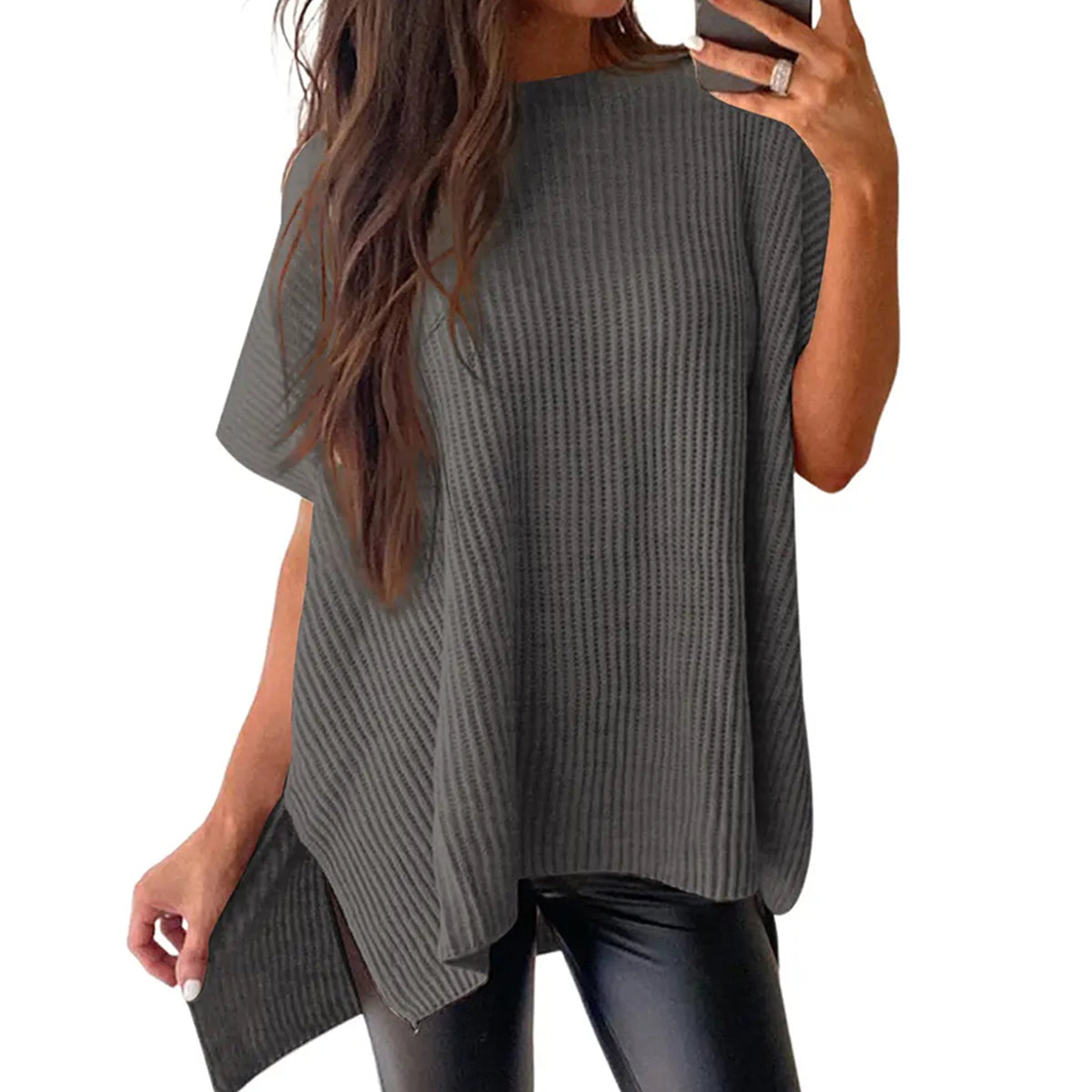 🔥Hot Sale💥 - Women's Round Neck Batwing Short Sleeve Loose Knit Top