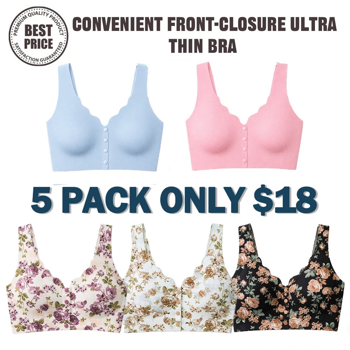 🔥Last Day💥Convenient Front-Closure Ultra Thin Bra🔥10-Pack Only $24