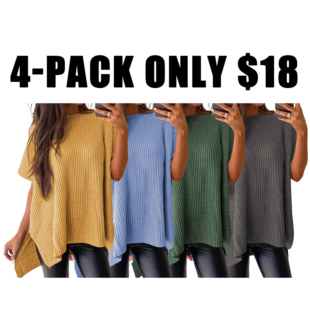 🔥Hot Sale💥 - Women's Round Neck Batwing Short Sleeve Loose Knit Top