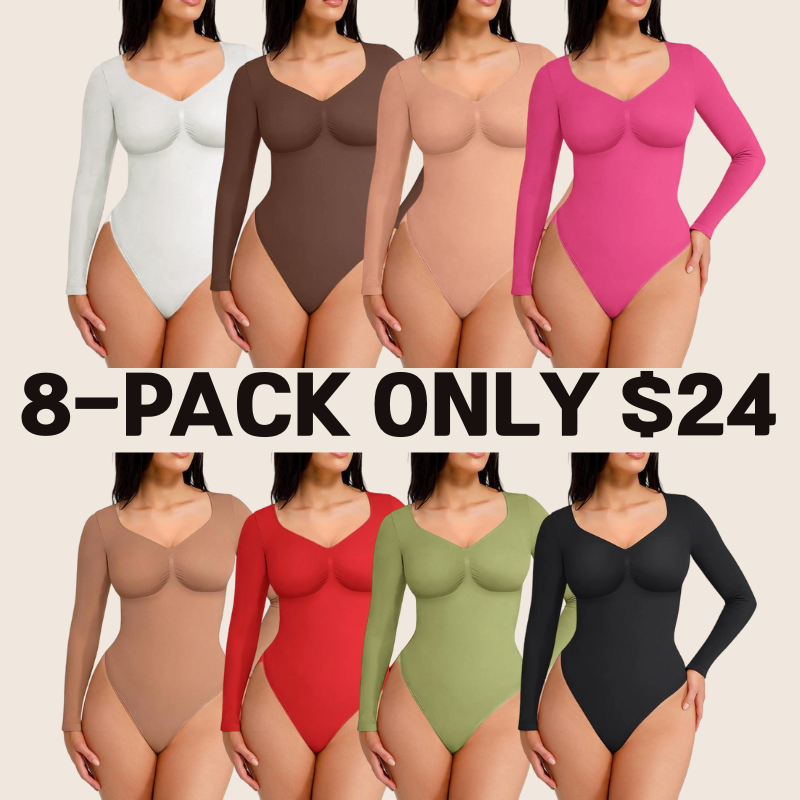Women's Seamless Sculpt Long Sleeve Thong Comfortable Bodysuit for Tops and Underwear
