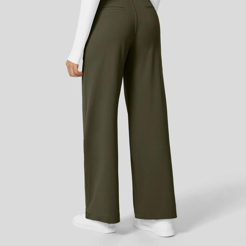 Women‘s Flex High Waisted Plicated Side Pocket Straight Leg Work Pants
