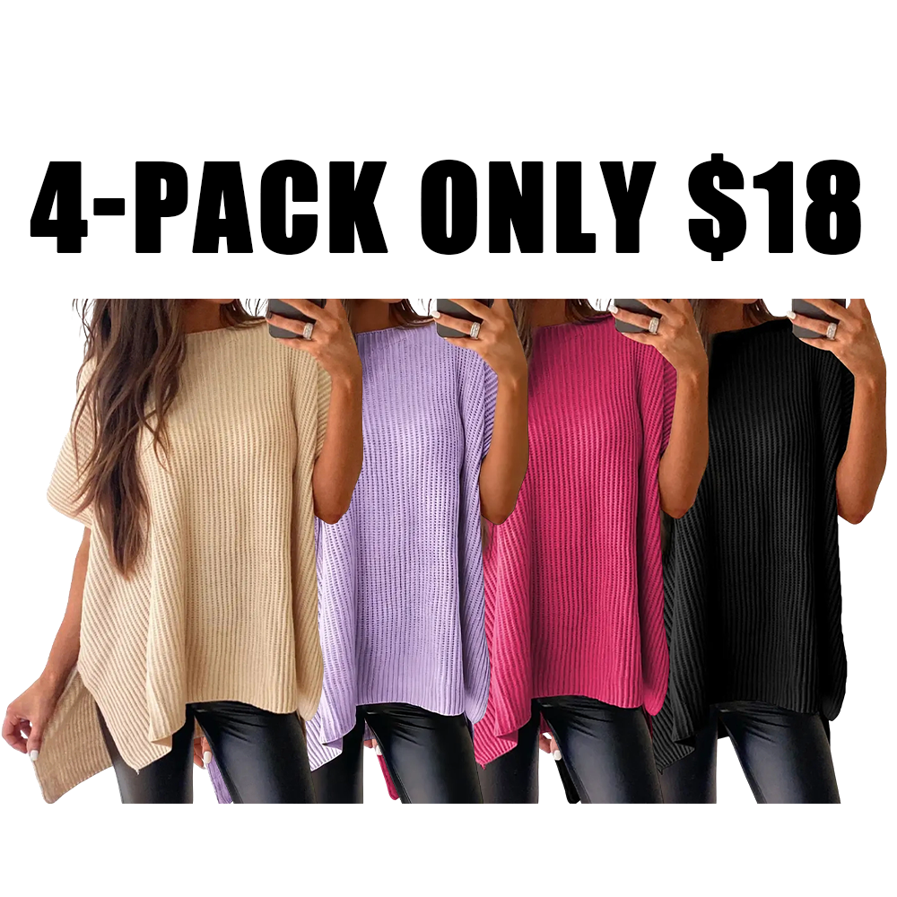 🔥Hot Sale💥 - Women's Round Neck Batwing Short Sleeve Loose Knit Top