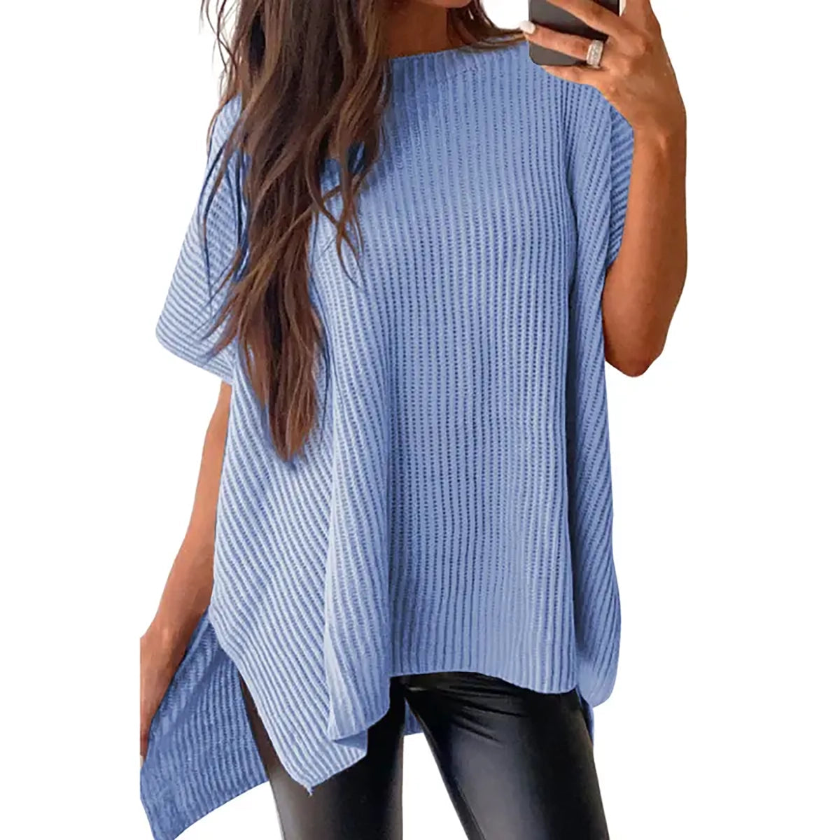 🔥Hot Sale💥 - Women's Round Neck Batwing Short Sleeve Loose Knit Top