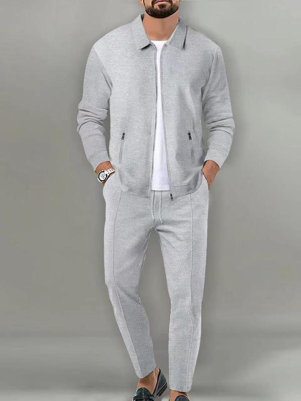 Men's Plain Zip Up Jacket & Drawstring Waist Pants Tracksuit Set, Men's Sportswear for Gym Workout Running, Casual Gym Wear, Tracksuit Outfit, Athletic Tracksuit, Casual Activewear, Gym Clothes Set, Athleisure Wear Set