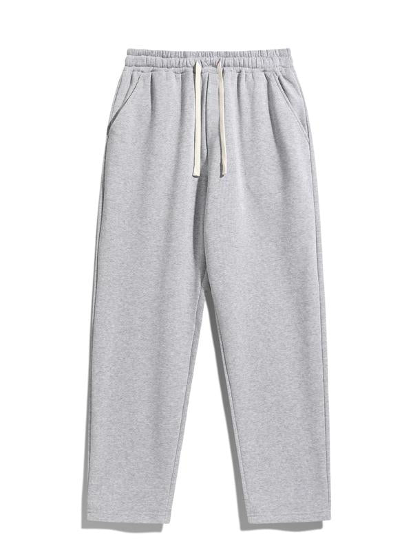 Men's Regular Fit Solid Drawstring Waist Sweatpants, Casual Pocket Design Pants for Fall & Winter, Men's Trousers for Daily Wear, Athleisure Pants