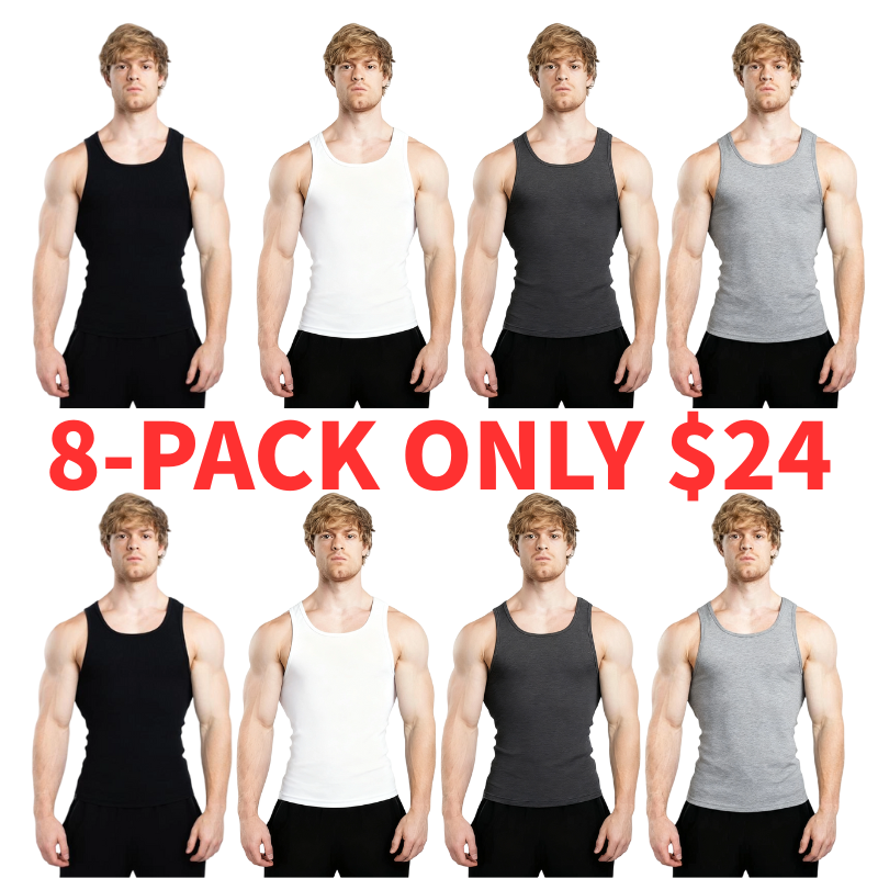 Men's Tank Top Scoop Neck Knit Gym Workout Muscle Tank Undershirt Sleeveless Shirts