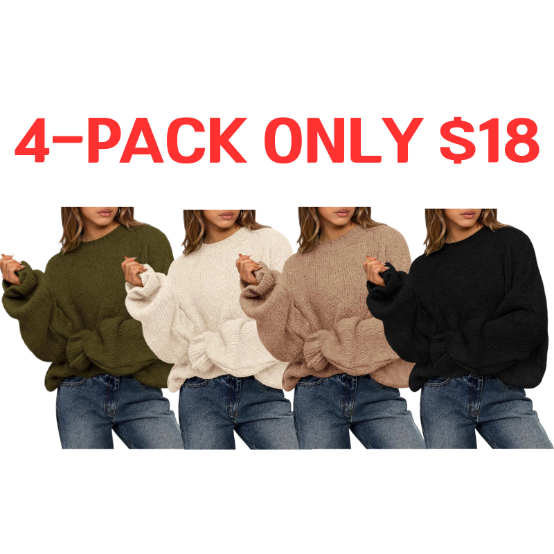 Womens Sweaters Fall 2025  Long Sleeve Crewneck Oversized Sweater Chunky Pullover Loose Outfits(Just $3 a set!)