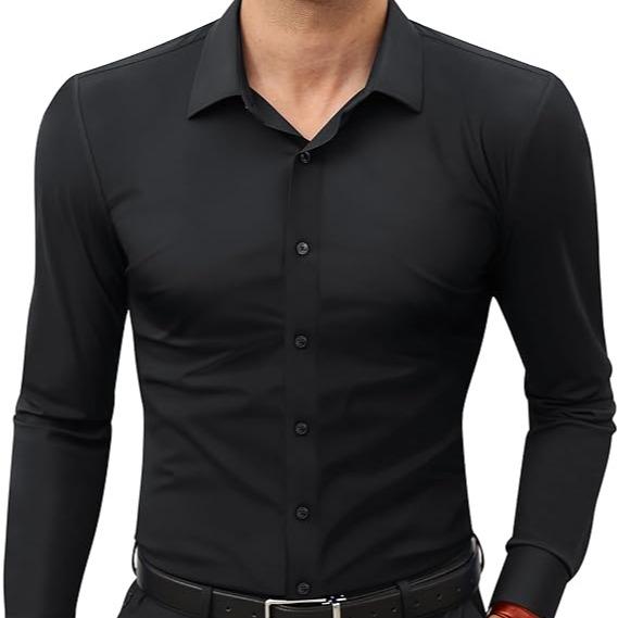 Men‘s Dress Shirts 16-Way Stretch Slim Fit Long Sleeve Button Down Shirts Wrinkle Free Traveler Shirts